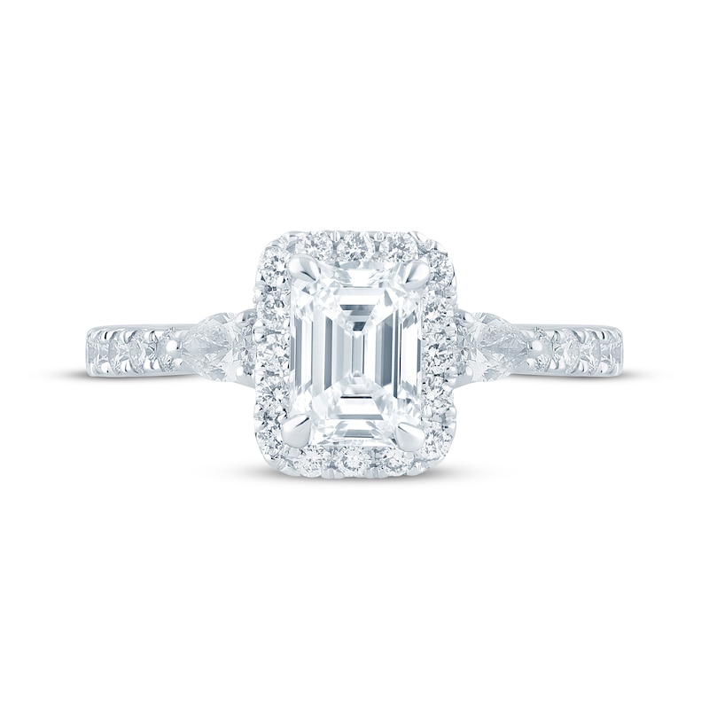 Main Image 4 of Monique Lhuillier Bliss Emerald-Cut Lab-Grown Diamond Engagement Ring 1-7/8 ct tw 18K White Gold
