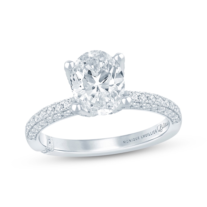 Main Image 1 of Monique Lhuillier Bliss Oval-Cut Lab-Grown Diamond Engagement Ring 2-5/8 ct tw 18K White Gold