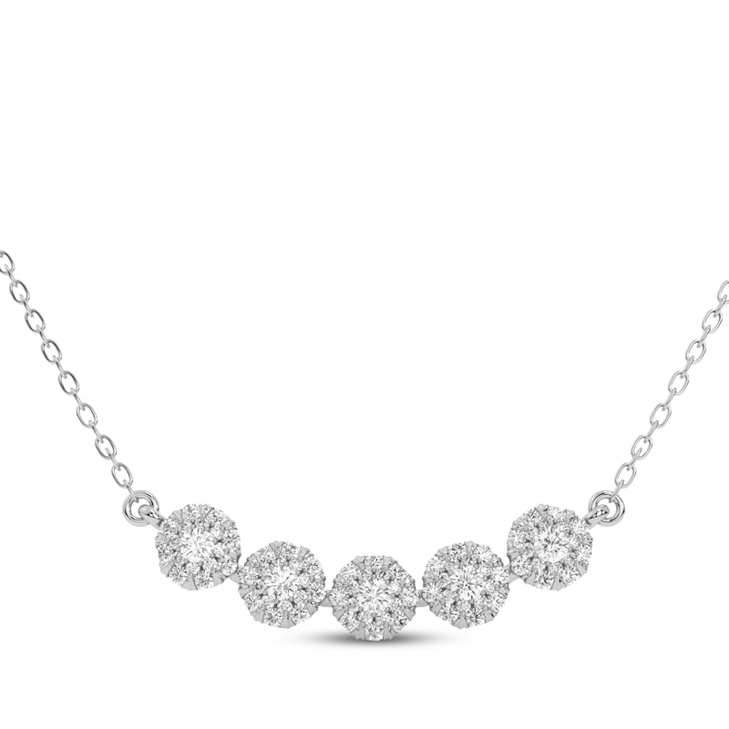 Main Image 1 of Diamond Five-Stone Smile Necklace 3/4 ct tw 14K White Gold 18"