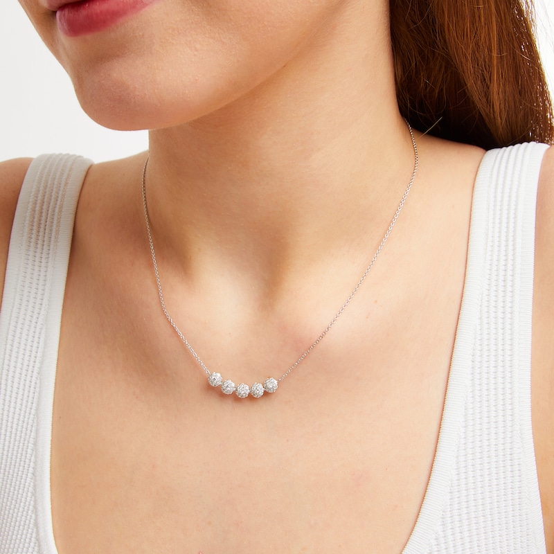 Main Image 4 of Diamond Five-Stone Smile Necklace 3/4 ct tw 14K White Gold 18"