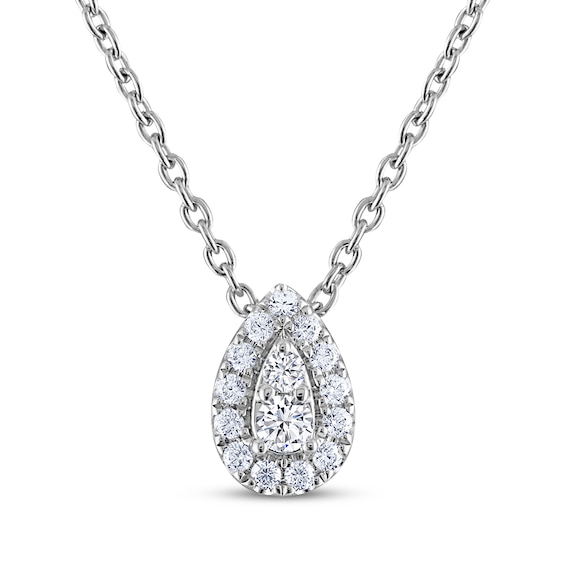 THE LEO Diamond Multi-Stone Teardrop Necklace 1/5 ct tw 14K White Gold 19"