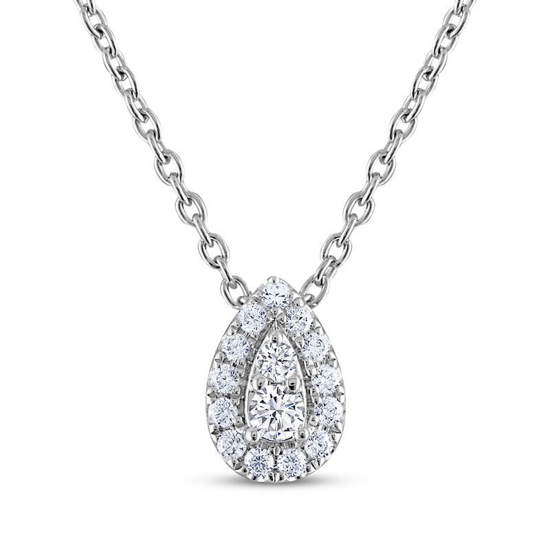 Main Image 1 of THE LEO Diamond Multi-Stone Teardrop Necklace 1/5 ct tw 14K White Gold 19"
