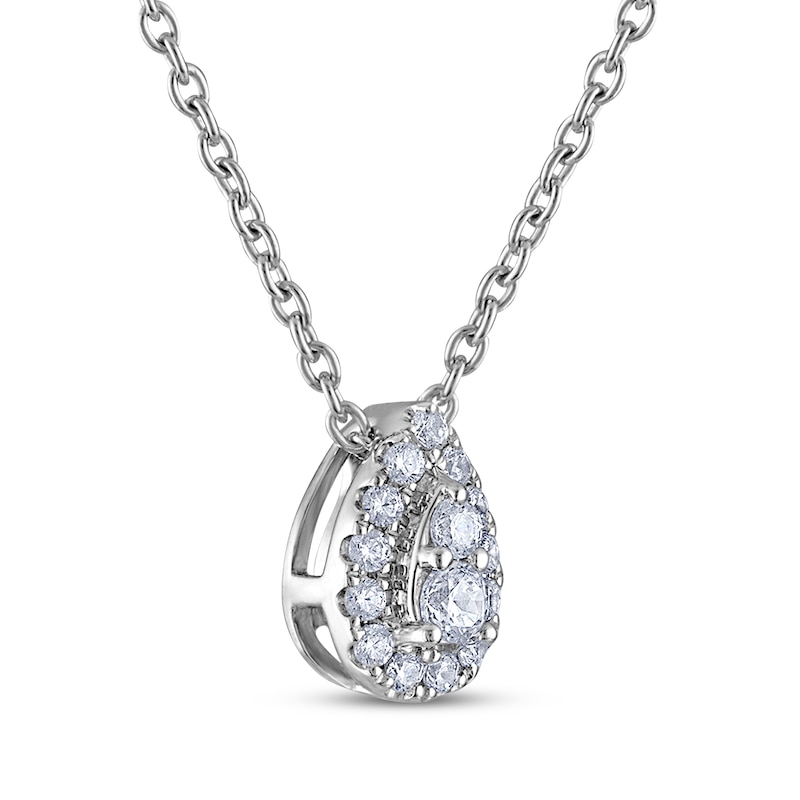 Main Image 2 of THE LEO Diamond Multi-Stone Teardrop Necklace 1/5 ct tw 14K White Gold 19"
