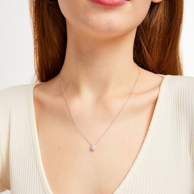Main Image 4 of THE LEO Diamond Multi-Stone Teardrop Necklace 1/5 ct tw 14K White Gold 19"