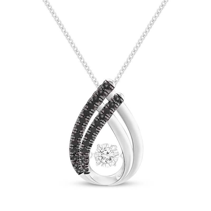 Main Image 1 of Unstoppable Love Black & White Diamond Teardrop Necklace 1/4 ct tw 10K White Gold 19"