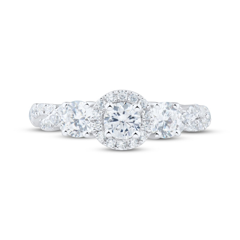 Main Image 3 of Adore Round-Cut Diamond Three-Stone Engagement Ring 1 ct tw 14K White Gold