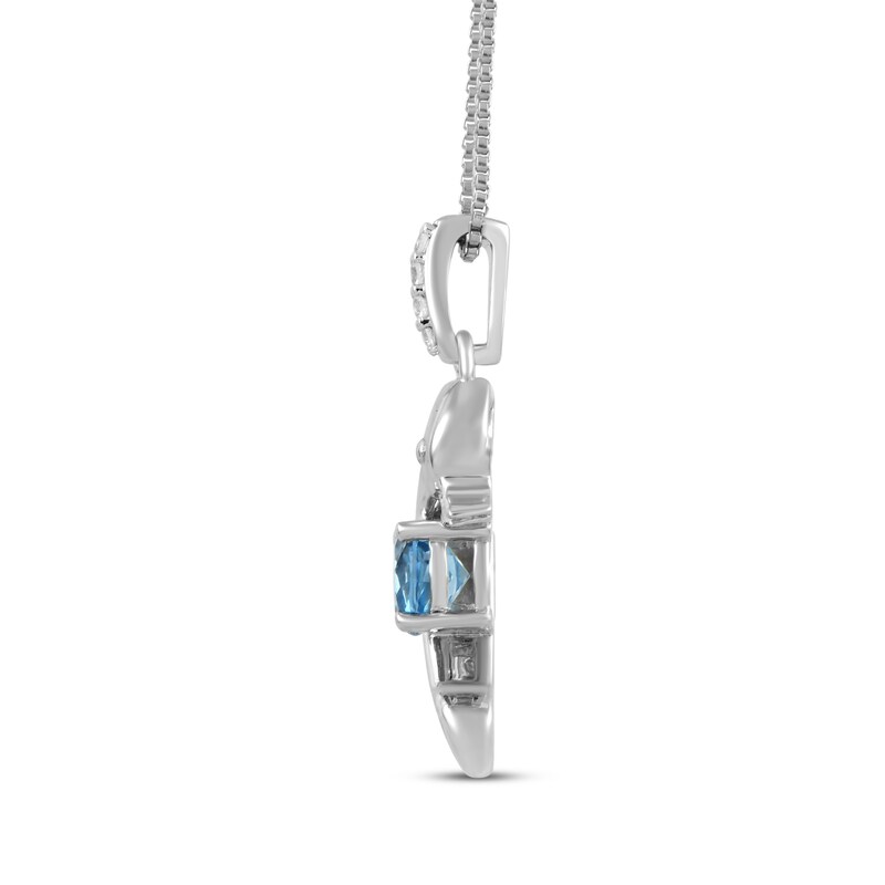 Main Image 2 of Swiss Blue Topaz & White Lab-Created Sapphire Dolphin Necklace Sterling Silver 18"