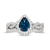 Thumbnail Image 3 of Neil Lane Pear-Shaped London Blue Topaz & Diamond Halo Bridal Set 5/8 ct tw 14K White Gold