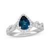 Thumbnail Image 1 of Neil Lane Pear-Shaped London Blue Topaz & Diamond Twist Shank Engagement Ring 1/2 ct tw 14K White Gold