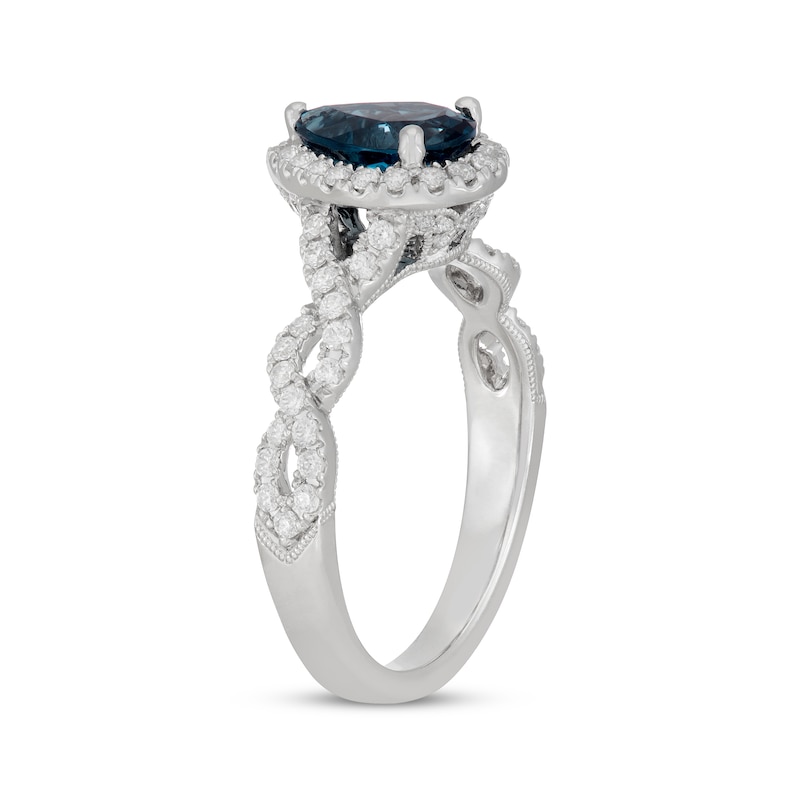 Main Image 2 of Neil Lane Pear-Shaped London Blue Topaz & Diamond Twist Shank Engagement Ring 1/2 ct tw 14K White Gold