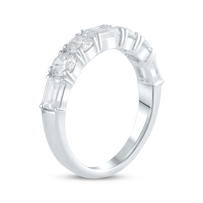 Main Image 2 of Lab-Grown Diamonds Emerald & Round-Cut Anniversary Band 2 ct tw 14K White Gold