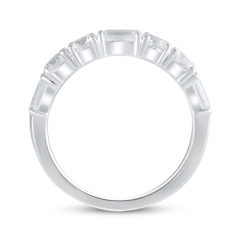 Main Image 3 of Lab-Grown Diamonds Emerald & Round-Cut Anniversary Band 2 ct tw 14K White Gold