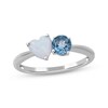 Heart-Shaped Lab-Created Opal & Round-Cut Swiss Blue Topaz Ring Sterling Silver