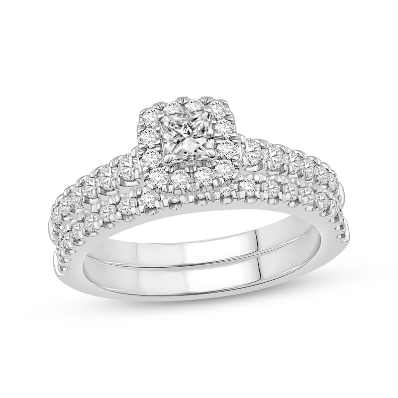Main Image 1 of Adore Princess & Round-Cut Diamond Bridal Set 1 ct tw 14K White Gold