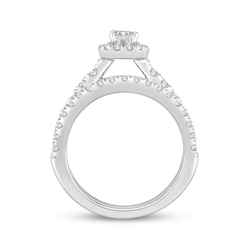 Princess & Round-Cut Diamond Bridal Set 1 ct tw 14K White Gold