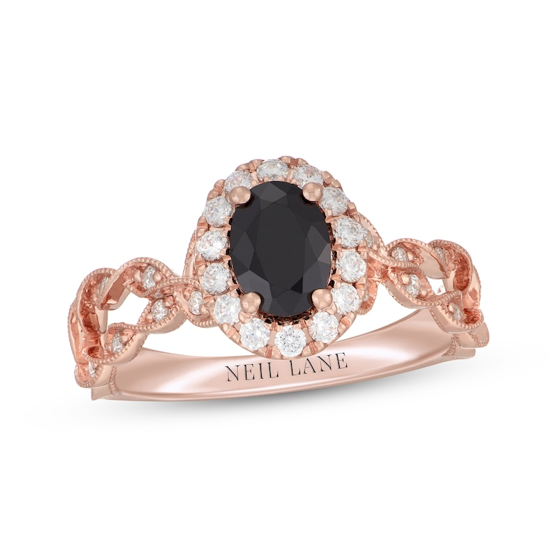 Main Image 1 of Neil Lane Oval-Cut Black & White Diamond Engagement Ring 1-1/2 ct tw 14K Rose Gold