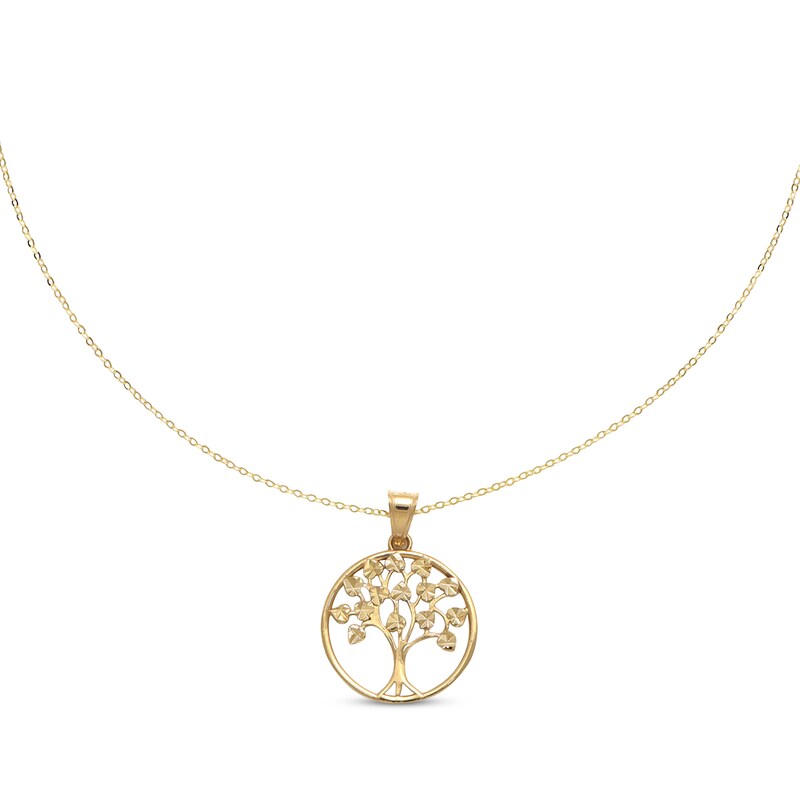 Main Image 1 of Diamond-Cut Tree of Life Necklace 10K Yellow Gold 18”