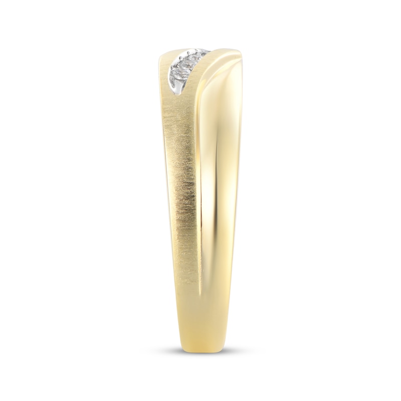 Men's Diamond Sculpted Wedding Band 1/15 ct tw 10K Yellow Gold