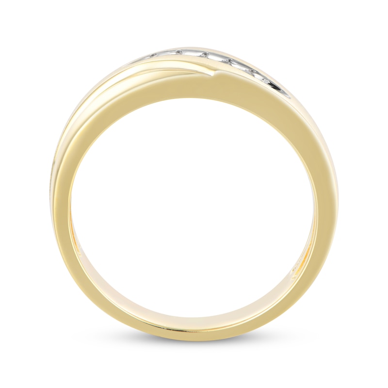 Men's Diamond Sculpted Wedding Band 1/15 ct tw 10K Yellow Gold