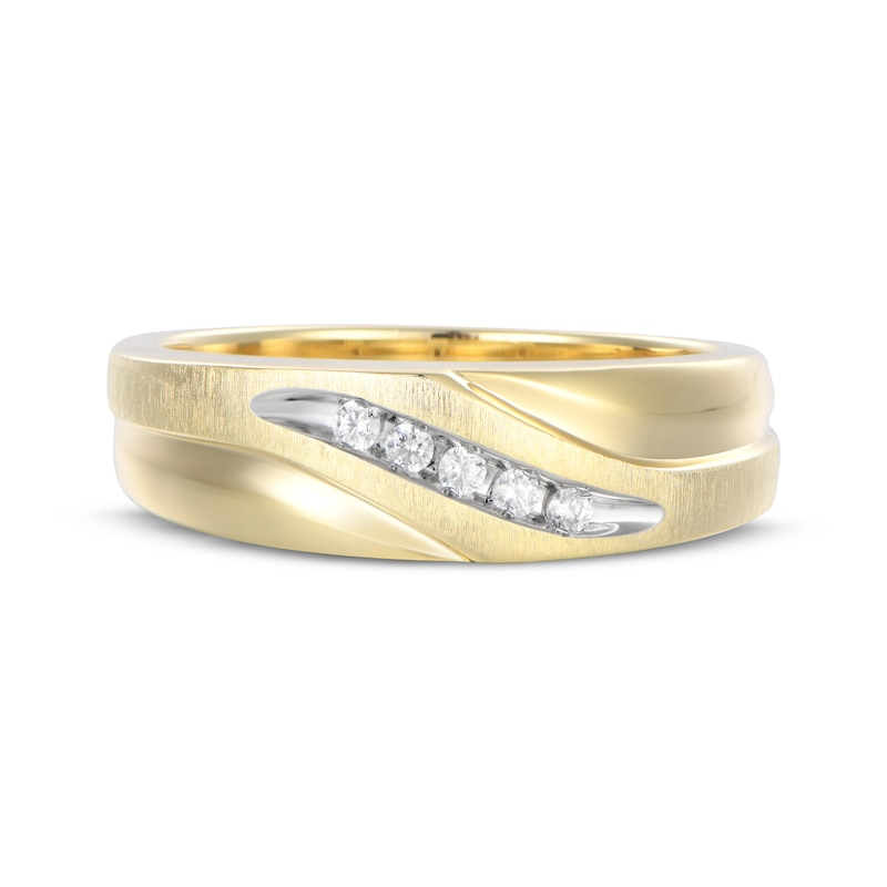 Men's Diamond Sculpted Wedding Band 1/15 ct tw 10K Yellow Gold