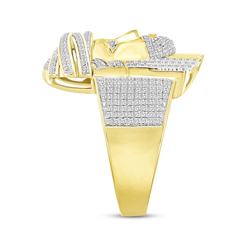Main Image 2 of Men's Diamond Face of Christ Ring 3/4 ct tw 10K Yellow Gold