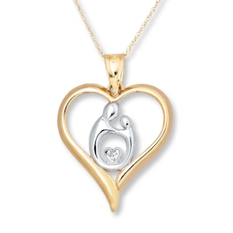 Mother & Child Necklace Diamond Accent 10K Yellow Gold