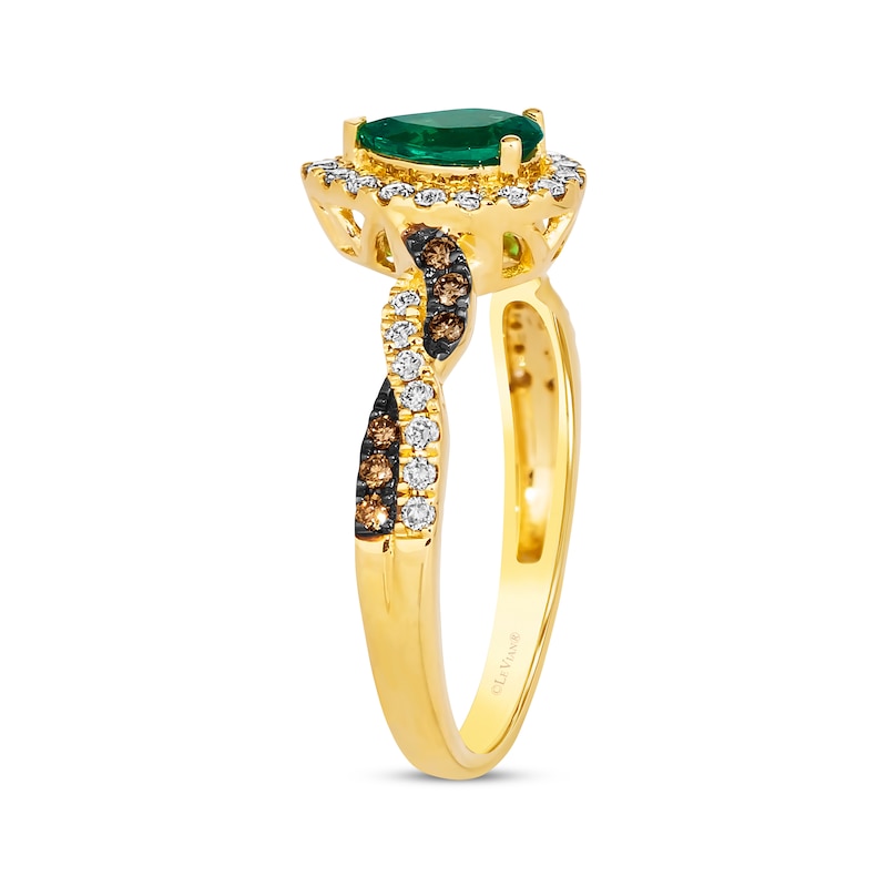 Main Image 2 of Le Vian Chocolate Twist Emerald Ring 1/3 ct tw Diamonds 14K Honey Gold