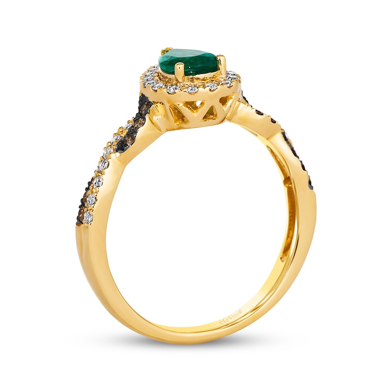 Main Image 3 of Le Vian Chocolate Twist Emerald Ring 1/3 ct tw Diamonds 14K Honey Gold