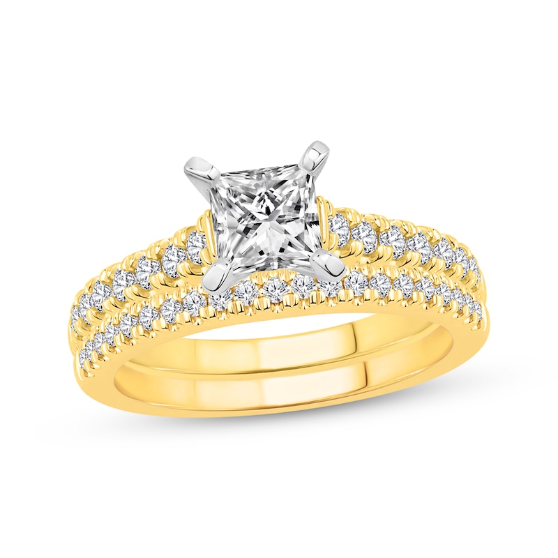 Main Image 1 of Adore Princess & Round-Cut Diamond Bridal Set 1 ct tw 14K Two-Tone Gold