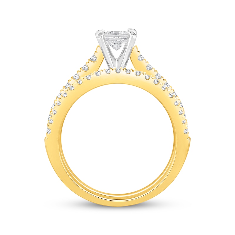 Main Image 3 of Adore Princess & Round-Cut Diamond Bridal Set 1 ct tw 14K Two-Tone Gold