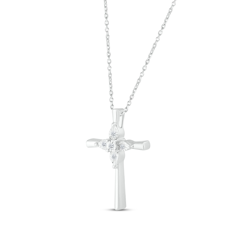 Main Image 2 of Diamond-Accent Cross Necklace Sterling Silver 18”