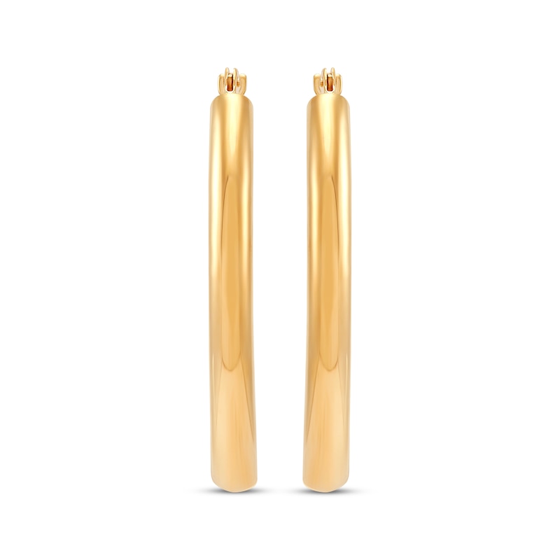 Polished Oval Tube Hoop Earrings 14K Yellow Gold 30mm