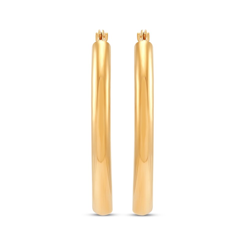 Main Image 2 of Polished Oval Tube Hoop Earrings 14K Yellow Gold 30mm