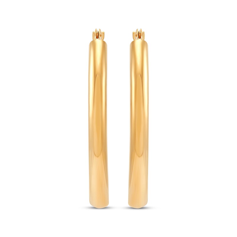 Polished Oval Tube Hoop Earrings 14K Yellow Gold 30mm