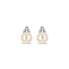Thumbnail Image 2 of Cultured Pearl & Trillion-Cut White Lab-Created Sapphire Stud Earrings Sterling Silver