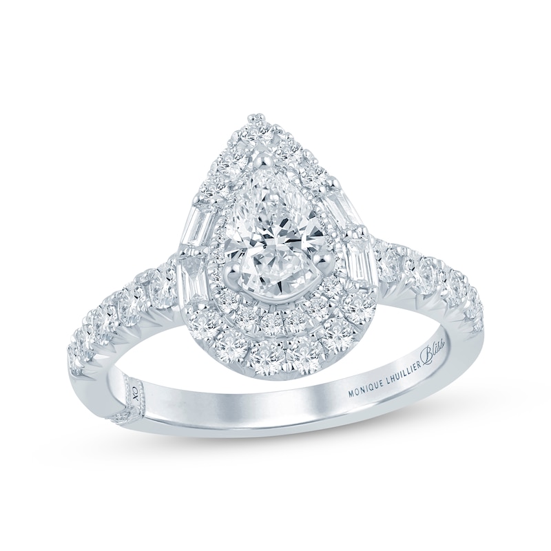 Main Image 1 of Monique Lhuillier Bliss Pear-Shaped Lab-Grown Diamond Engagement Ring 1-1/5 ct tw 18K White Gold