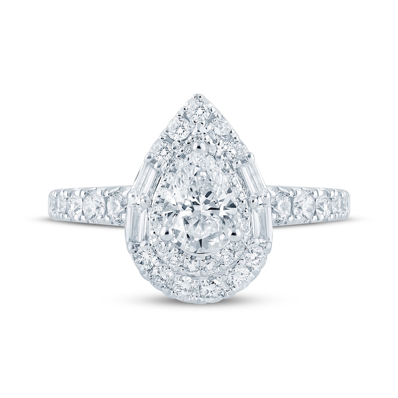 Main Image 4 of Monique Lhuillier Bliss Pear-Shaped Lab-Grown Diamond Engagement Ring 1-1/5 ct tw 18K White Gold