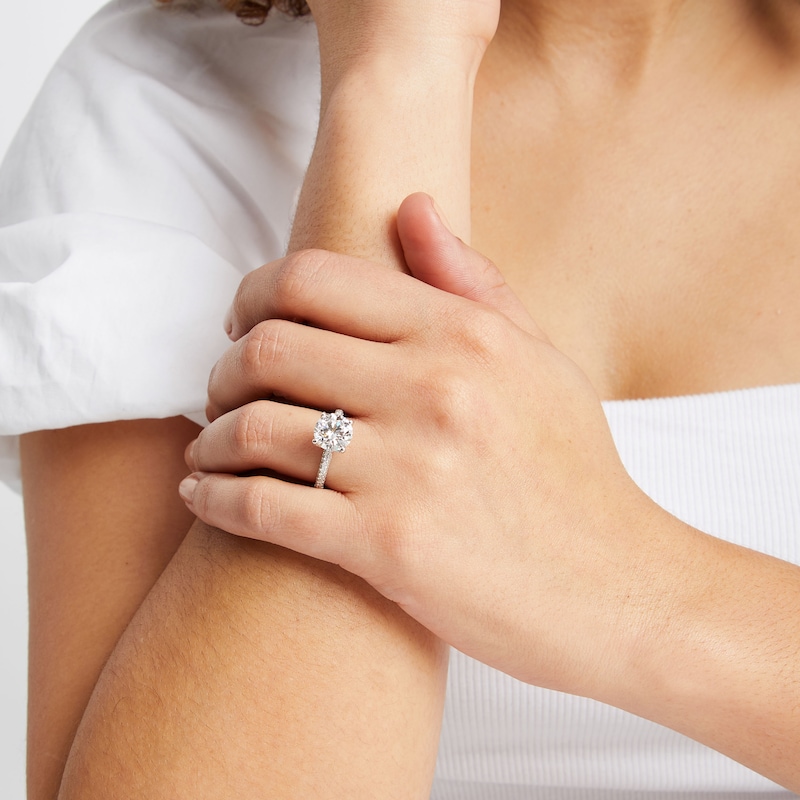 Main Image 5 of Monique Lhuillier Bliss Round-Cut Lab-Grown Diamond Engagement Ring 3-5/8 ct tw 18K White Gold