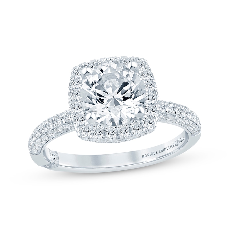 Main Image 1 of Monique Lhuillier Bliss Round-Cut Lab-Grown Diamond Engagement Ring 2-1/8 ct tw 18K White Gold