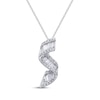 Thumbnail Image 1 of Baguette & Round-Cut Diamond Twist Necklace 1 ct tw 14K White Gold 18"