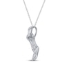 Thumbnail Image 2 of Baguette & Round-Cut Diamond Twist Necklace 1 ct tw 14K White Gold 18"