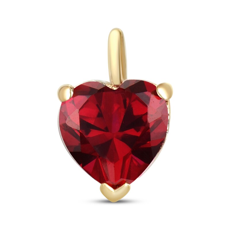 Main Image 2 of Heart-Shaped Lab-Created Ruby Paperclip Chain Bracelet 10K Yellow Gold 7.5"