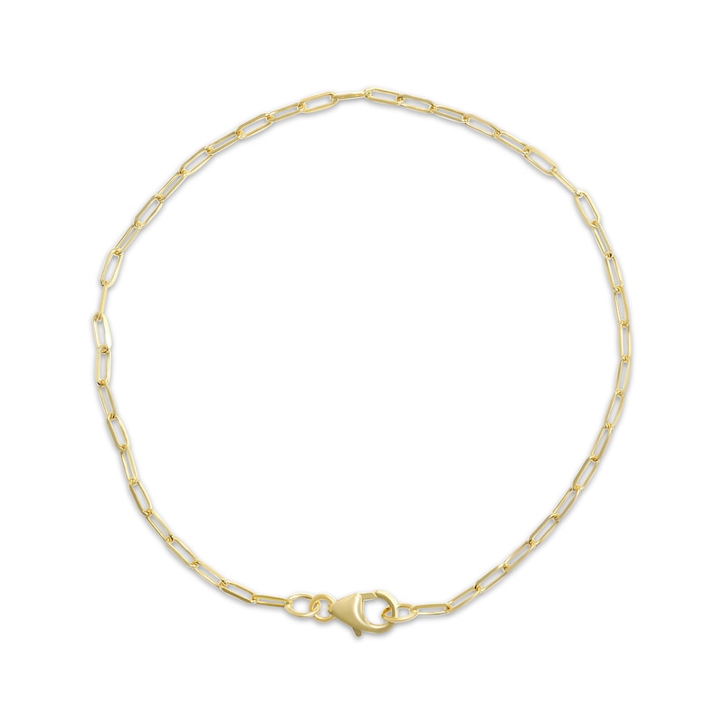 Main Image 3 of Heart-Shaped Lab-Created Ruby Paperclip Chain Bracelet 10K Yellow Gold 7.5"