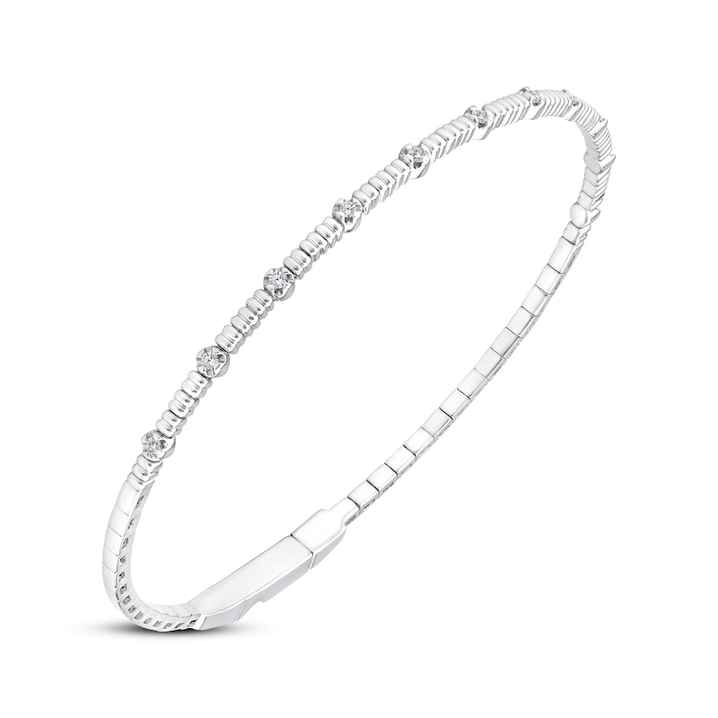 Main Image 2 of Diamond Station Flex Bangle Bracelet 1/8 ct tw Sterling Silver