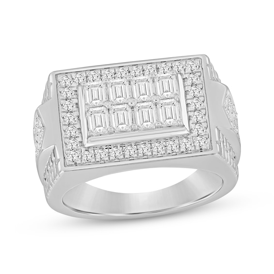 Men's KAY Lab-Grown Diamonds Emerald & Round-Cut Ring 2 ct tw 10K White Gold