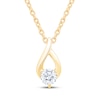 Thumbnail Image 1 of Certified Diamond Solitaire Flame-Shaped Necklace 1/5 ct tw 18K Yellow Gold (F/I1) 18"
