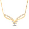 Thumbnail Image 1 of Princess & Round-Cut Diamond Chevron Necklace 1/4 ct tw 10K Yellow Gold 19"