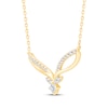 Thumbnail Image 2 of Princess & Round-Cut Diamond Chevron Necklace 1/4 ct tw 10K Yellow Gold 19"