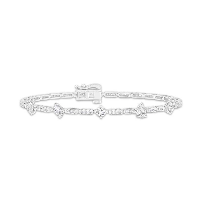 Main Image 1 of All You Are Multi-Shape Lab-Grown Diamond Five-Stone Bracelet 2 ct tw 14K White Gold 7.25