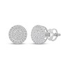 Thumbnail Image 1 of Baguette & Round-Cut Multi-Diamond Circle Halo Stud Earrings 3/4 ct tw 10K White Gold